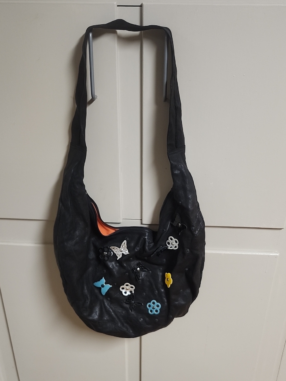 Custom made Black Leather Women’s Decorative Hobo Bag